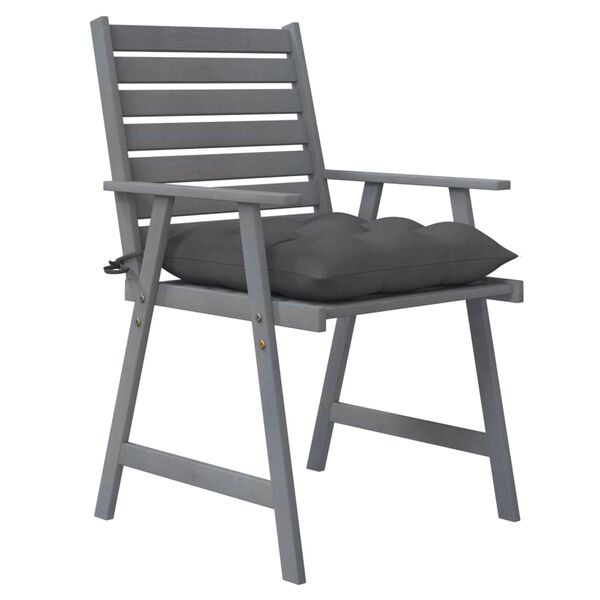 vidaXL Градински трапезни столове с възглавници, 4 бр, акация масив