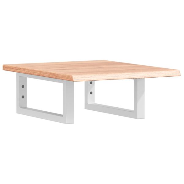 vidaXL Стенен рафт за мивка, стомана и масивно дърво дъб