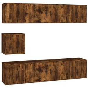 vidaXL Комплект ТВ шкафове от 7 части, опушен дъб, инженерно дърво