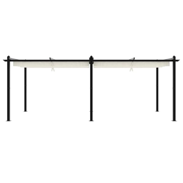 vidaXL Градински навес с прибиращ се покрив, кремав, 3x6 м, алуминий