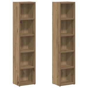 vidaXL CD шкафове, 2 бр, дъб артизан, 21x16x93,5 см, инженерно дърво