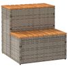 vidaXL Стъпало за джакузи сиво 50x50x50,5 cm Поли ратан масивна акация