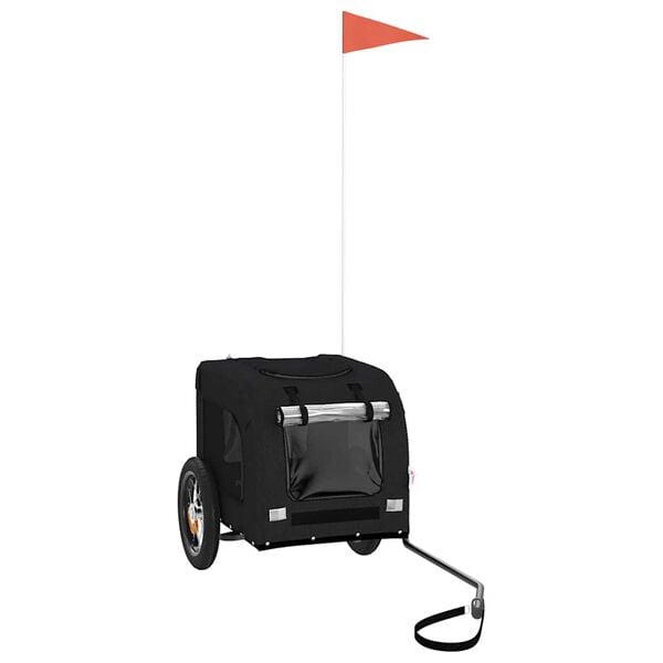 vidaXL Ремарке за колело за любимци черно Оксфорд плат и желязо