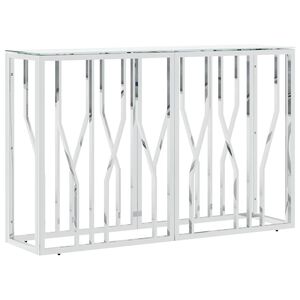 vidaXL Конзолна маса сребро 110x30x70 см неръждаема стомана и стъкло