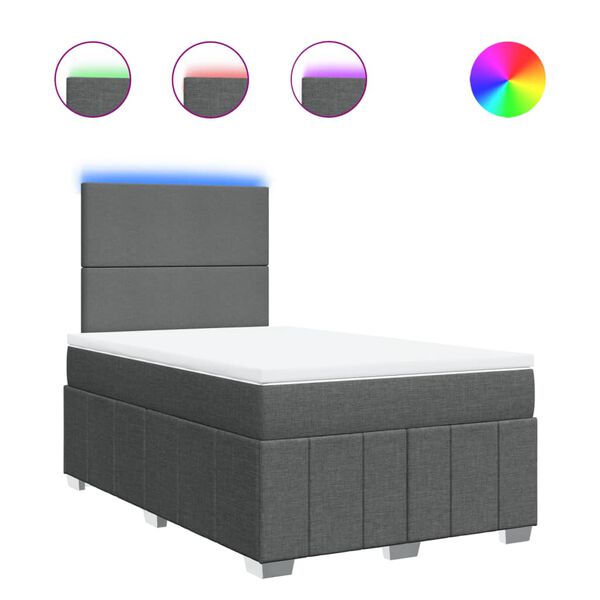 vidaXL Боксспринг легло с матрак, тъмносиво, 120x200 см, плат