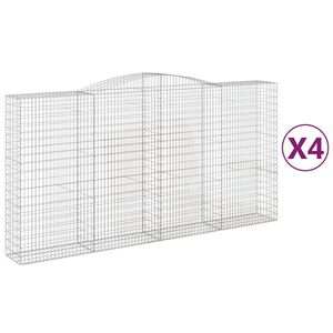 vidaXL Габионни кошници арка 4 бр 400x50x200/220 см поцинковано желязо