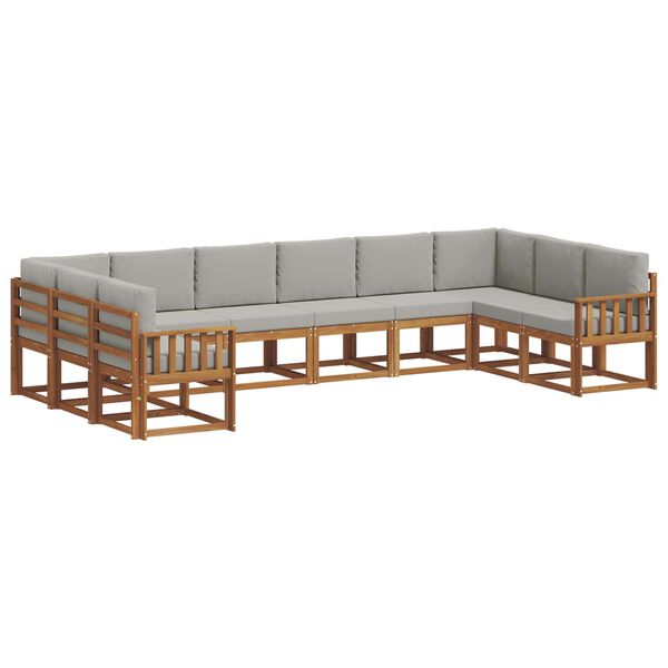 vidaXL Комплект дивани за открито 10 pcs Естествено и светло сиво