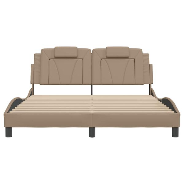 vidaXL Рамка за легло Viana без матрак, капучино, 160x200 см, изкуствена кожа