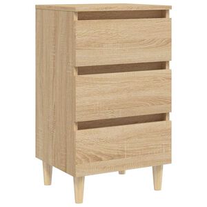 vidaXL Нощно шкафче с крака от дърво масив, дъб сонома, 40x35x69 см