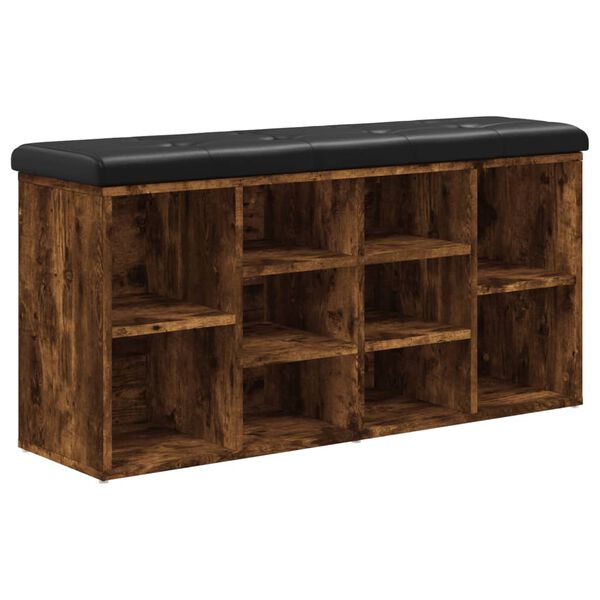 vidaXL Пейка за обувки, опушен дъб, 102x32x50 см, инженерно дърво