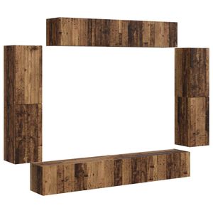 vidaXL ТВ шкаф 8 pcs Старо дърво