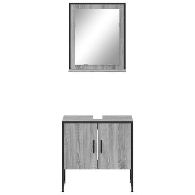 vidaXL Комплект шкаф за баня от 2 части, сив сонома, инженерно дърво