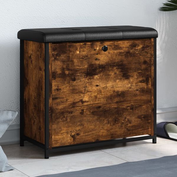 vidaXL Пейка за обувки с подвижно чекмедже, опушен дъб, 62x32x56 см