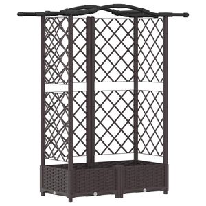 vidaXL Повдигнато легло с решетка и покривка Кафяво 124 x 40 x 123 см
