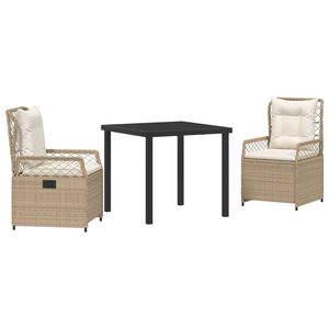 vidaXL Комплект за хранене в градината 3 pcs Бежов и кремаво бял