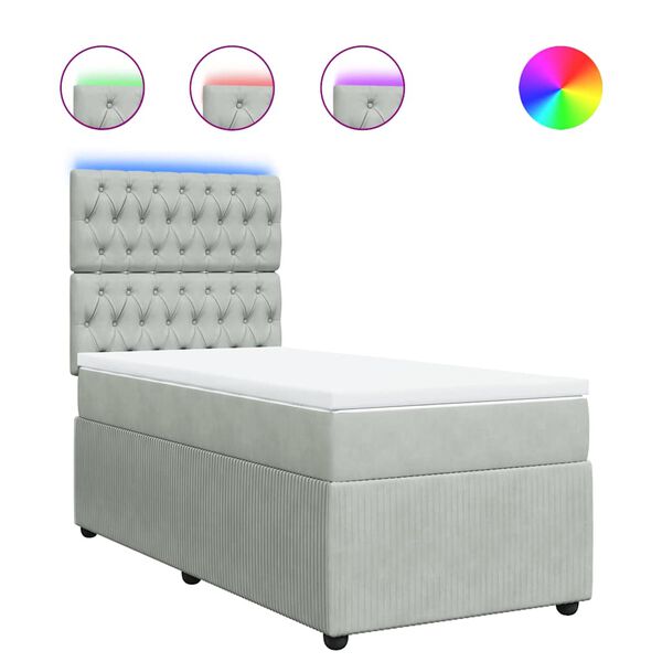 vidaXL Боксспринг легло с матрак, светлосиво, 80x200 см, кадифе