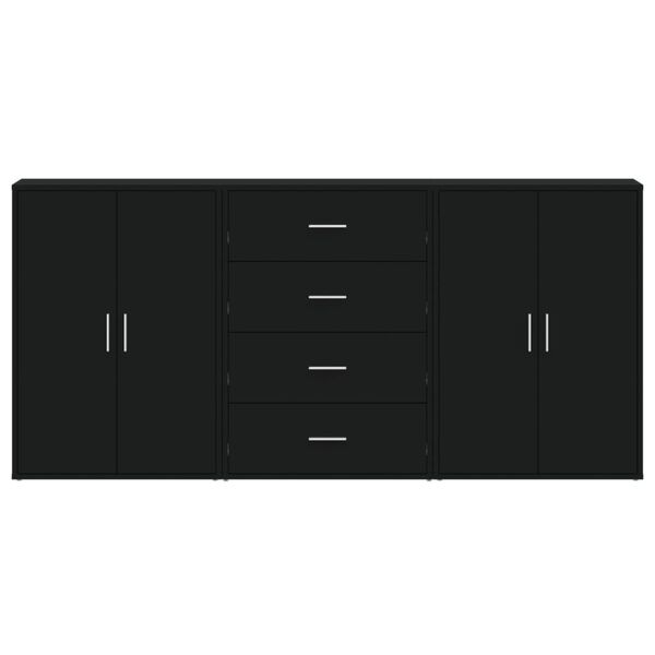 vidaXL Сайдборди, 3 бр, черни, 60x31x84 см, инженерно дърво