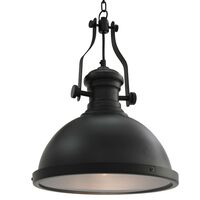 vidaXL Таванна лампа, черна, кръгла, E27