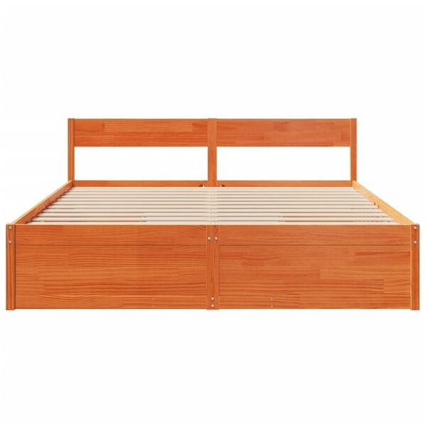 vidaXL Рамка за легло без матрак, восъчнокафяв, 200x200 см, бор масив