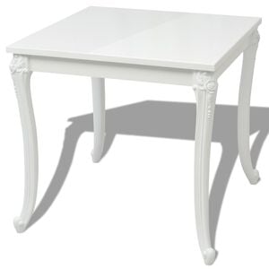 vidaXL Трапезна маса, 80x80x76 см, силен гланц, бяла