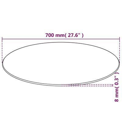 vidaXL Темпериран стъклен плот за кръгла маса, 700 мм