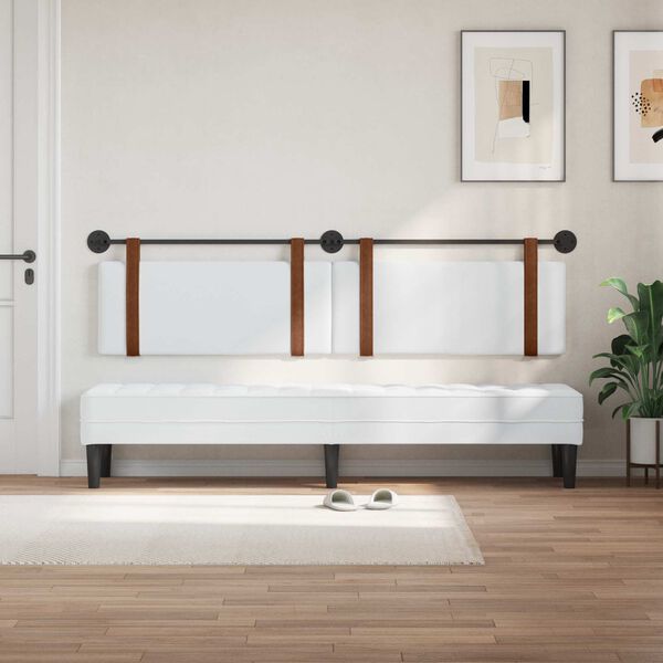 vidaXL Висяща табла Монтиране на стена Бял 210 x 55 x 5 см Антично PU