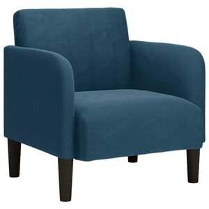 vidaXL Диван-фотьойл с подлакътници, син, 54 см, кадифе
