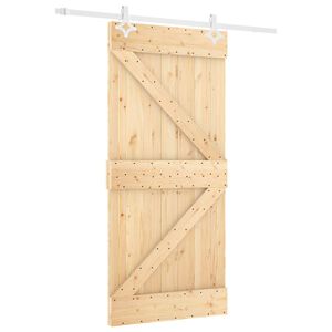 vidaXL Преплъзваща се врата Естествено и бяло 90 x 210 cm