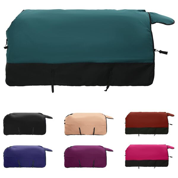 vidaXL Конско одеяло Тъмен зелен и черен 115 cm Полиестер