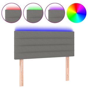 vidaXL LED горна табла за легло, тъмносива, 80x5x78/88 см, плат