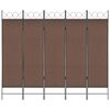vidaXL Параван за стая, 5 панела, кафяв, 200x180 см