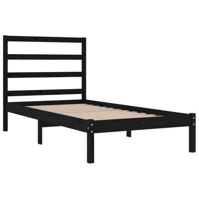 vidaXL Рамка за легло, черна, бор масив, 90х200 см