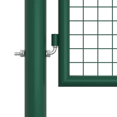 vidaXL Мрежеста градинска порта, стомана, 400x125 см, зелена