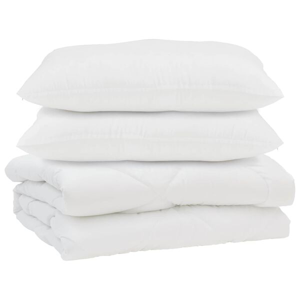 vidaXL Завивка с възглавница 3 pcs Бяло Микрофибър