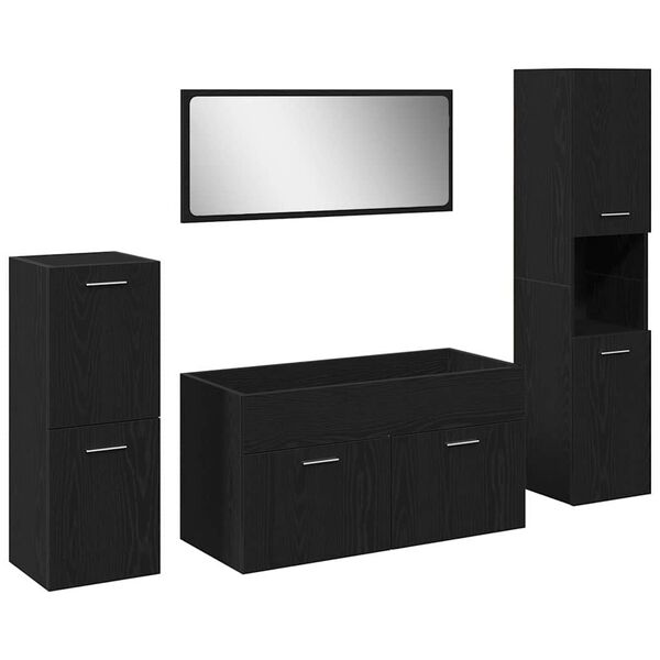 vidaXL Комплект мебели за баня 4 pcs Черния дъб Инженерно дърво