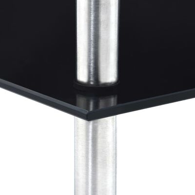 vidaXL Етажерка с 3 рафта, черна, 30x30x67 см, закалено стъкло