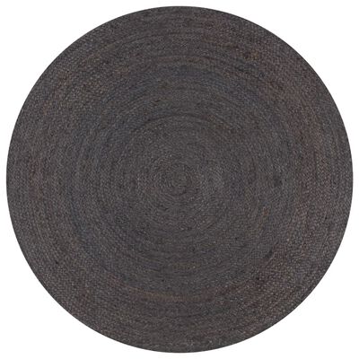 vidaXL Ръчно тъкан килим от юта, кръгъл, 120 см, тъмносив