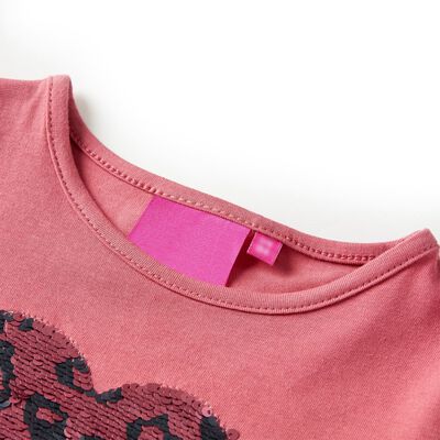 Детска тениска с дълъг ръкав, старо розово, 92