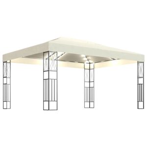 vidaXL Шатра с LED светещи стрингове, 3х4 м, кремава, текстил