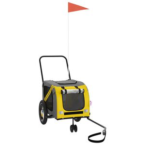 vidaXL Ремарке за колело за любимци жълт и черен Оксфорд плат и желязо