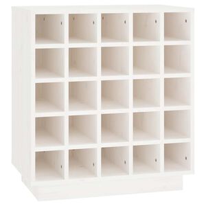 vidaXL Шкаф за вино, бял, 55,5x34x61 см, борово дърво масив