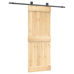 vidaXL Преплъзваща се врата Естествено и черно 80 x 210 cm
