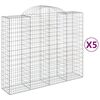 vidaXL Габионни кошници арка 5 бр 200x50x160/180 см поцинковано желязо
