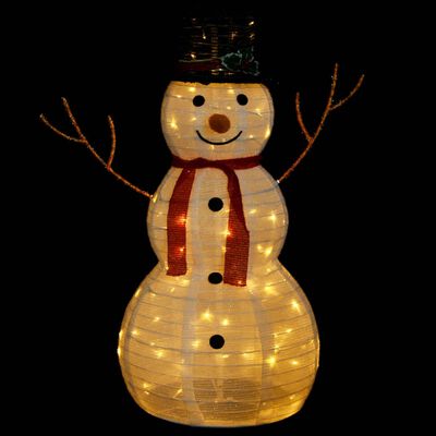 vidaXL Декоративна фигура на снежен човек с LED лукс плат 90 см