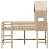 vidaXL Таванско легло със стълба и покрив, 90x190 см, бор масив