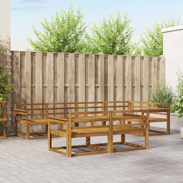 vidaXL Комплект дивани за открито 7 pcs Естествен