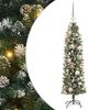 vidaXL Изкуствено Тънко Коледно Дърво с поставка Зелен и бял 120 cm