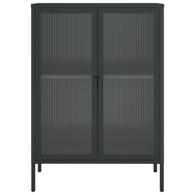 vidaXL Сайдборд, черен, 75x35x105 см, стъкло и стомана