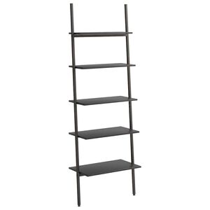 vidaXL Етажерка стълба с 5 рафта черна 64x34x185,5 см