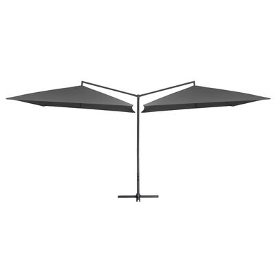 vidaXL Двоен чадър със стоманен прът, 250x250 см, антрацит
